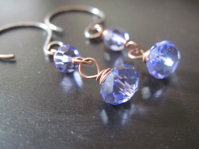 Swarovski Crystal and Antique Copper Earrings