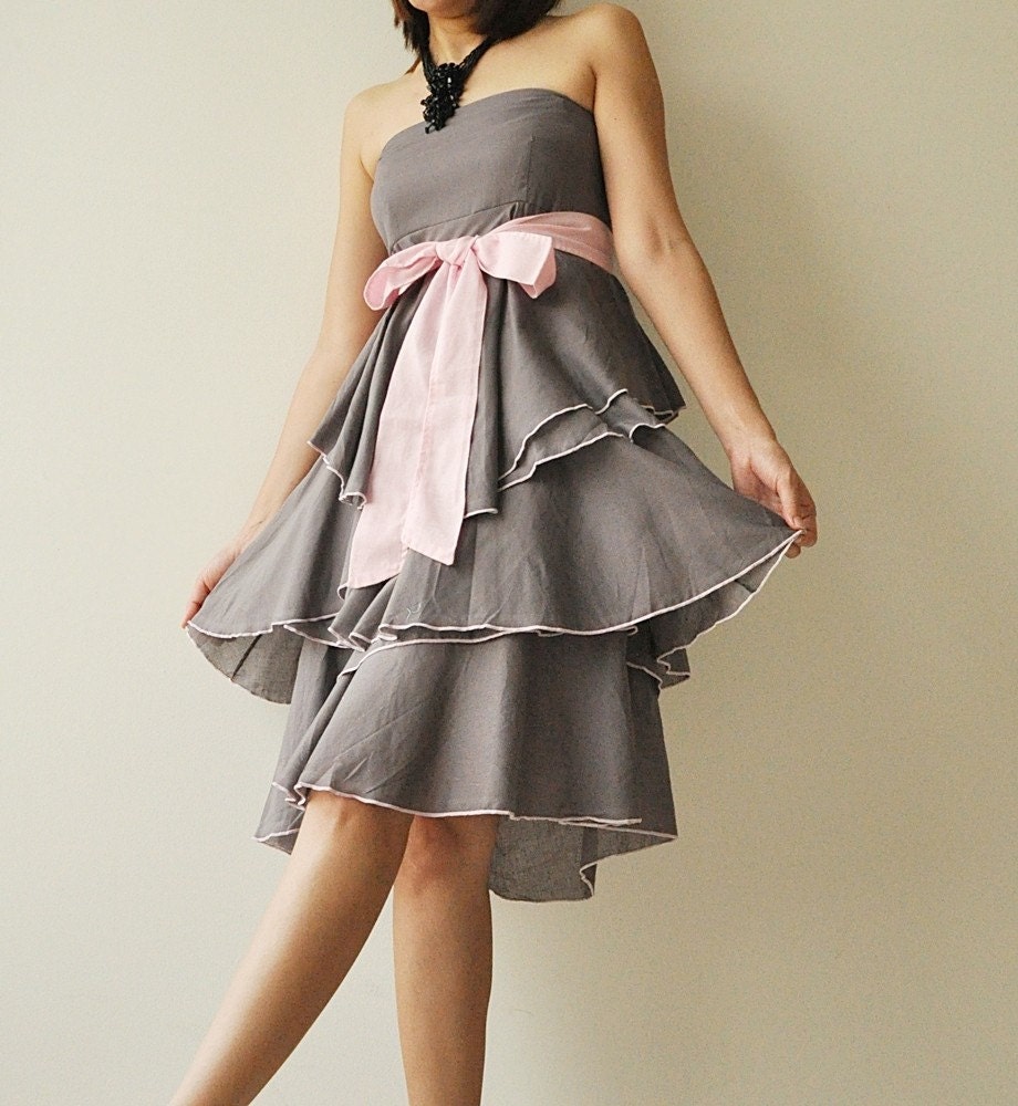 Waft ... Gray - Pink Cocktail Dress 2 Sizes Available
