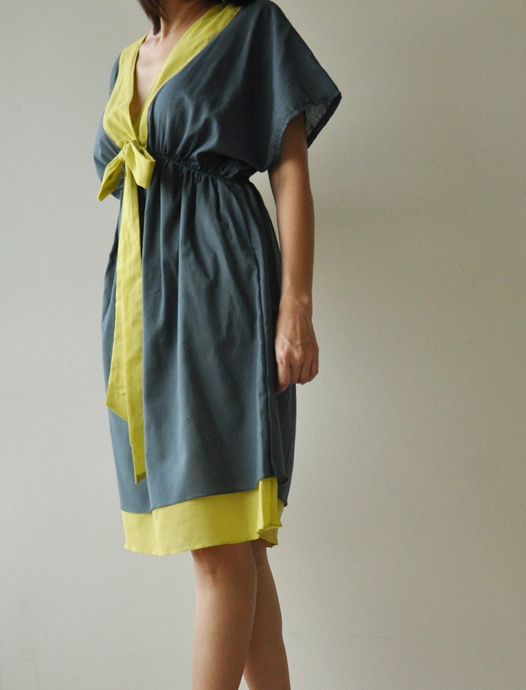 Butter Fly II ...Dark Green Cotton Dress