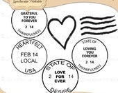 Instant Download Love Postal Cancellation Stamps Postage Stamp Digital Downloadable Clip Art Wedding Valentine Love Digi Stamp DS9012