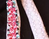 Red, Teal, and Grey Ruffled Camera Strap Slipcover WITH Lens Cap Pocket