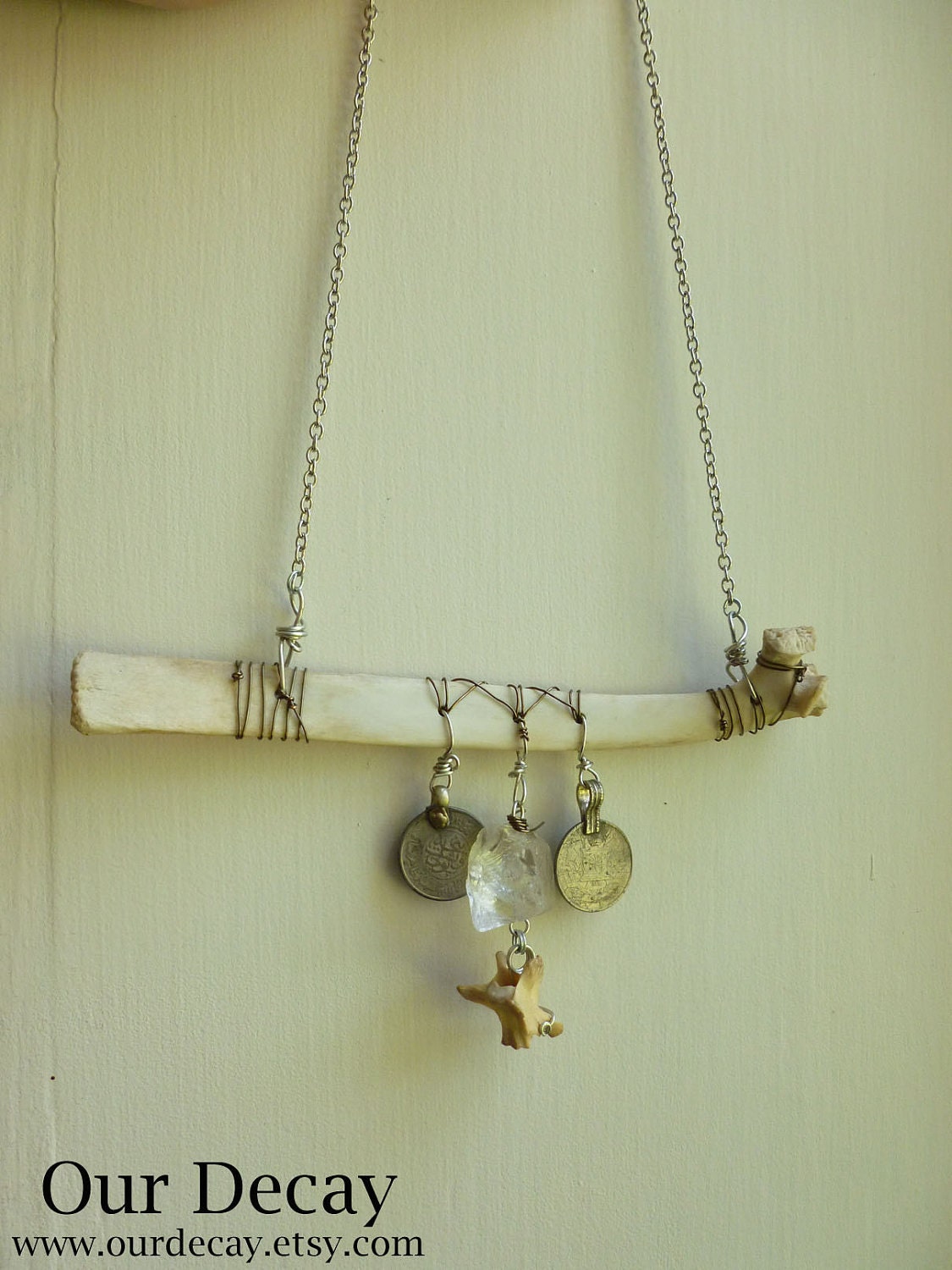 Deer Rib Necklace  - adorned with crystals and coins