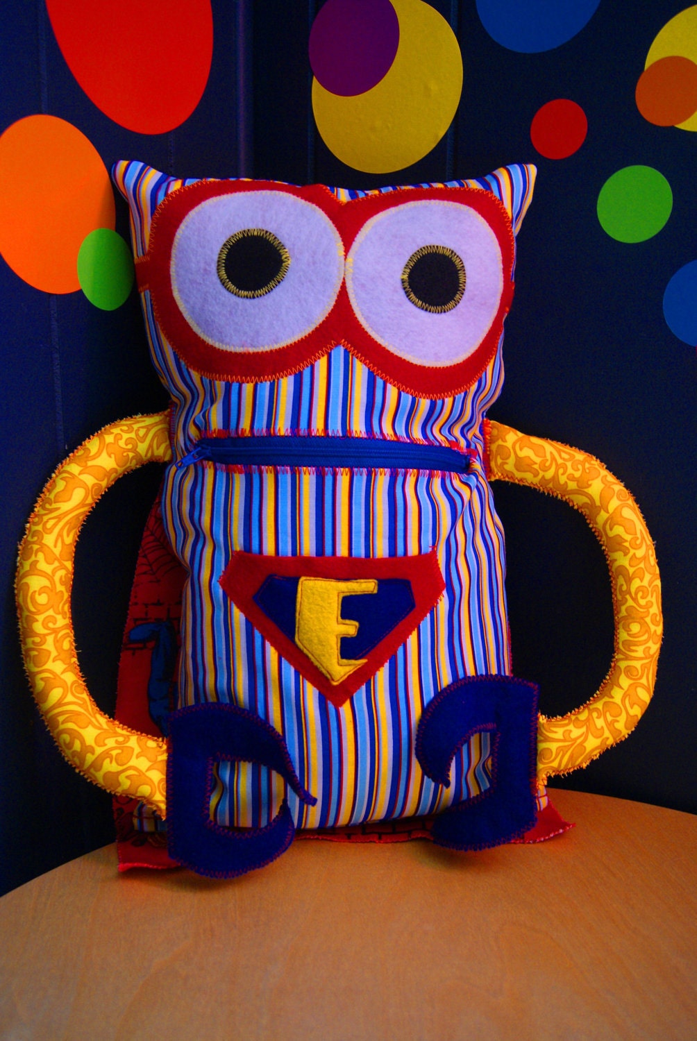 Superhero Robot Pajama PJ Sleepover Pillow with Zipper Pocket - Custom with Childs Initial and Two Favorites ex:Spiderman and Alligators