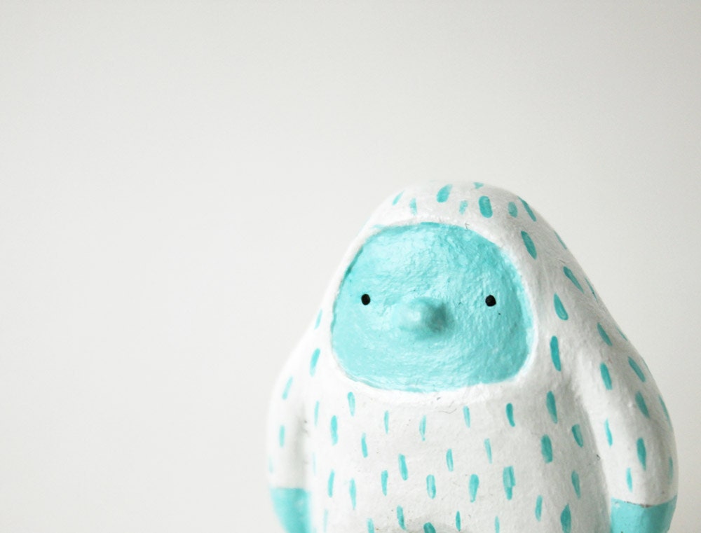 Miniature yeti - Paper clay totem - Whimsical creature - art toy