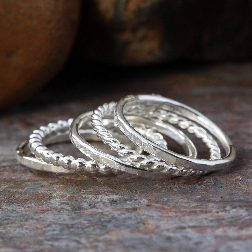 Silver Stacking Ring Set Sterling set of five