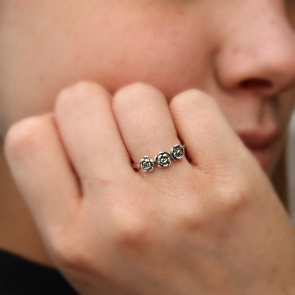 Stacking  Rose Ring sterling silver