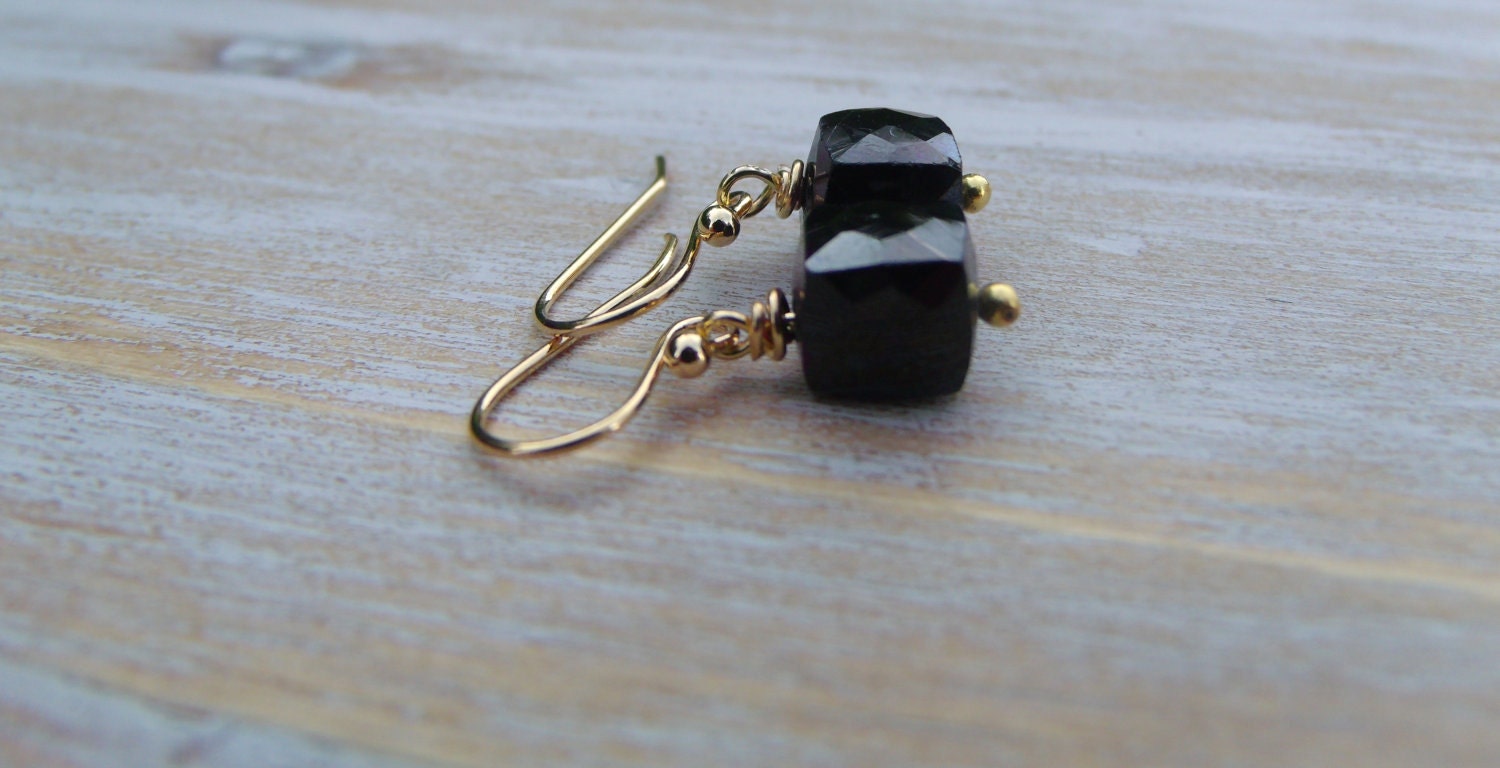 Mystic Black Spinel Cube Earrings