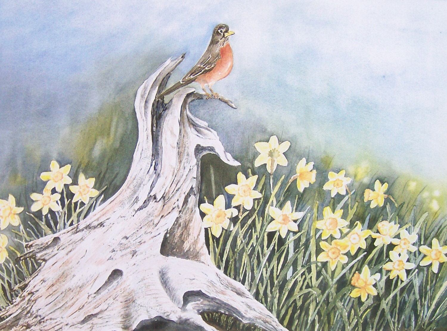 Signs of Spring Watercolor Print - 2birdstudio