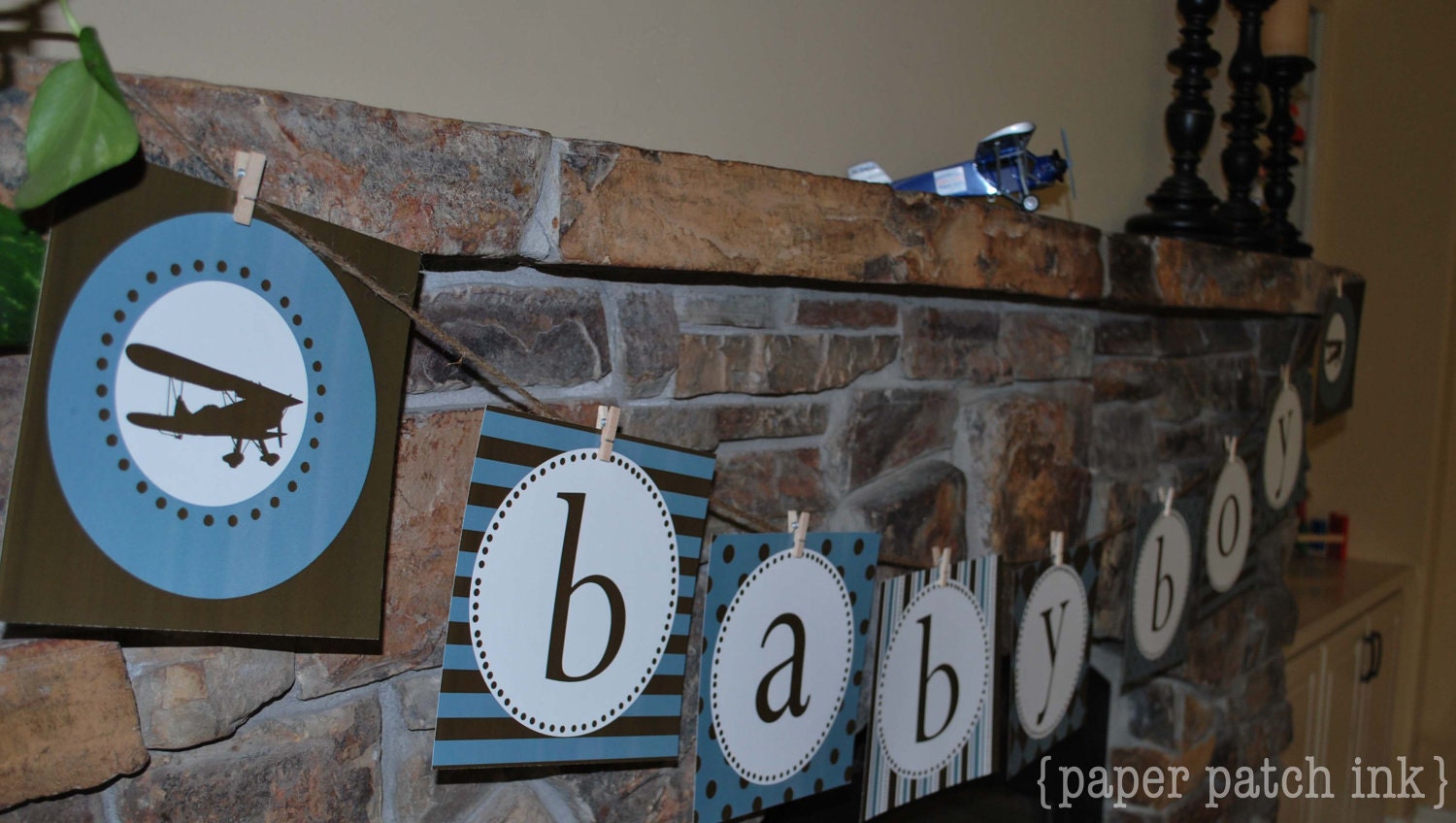 Baby Boy Vintage Airplane Banner - Baby Shower - DIY - PDF file - Printable