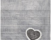 Black Heart with White Lace and Parallel Pencil Lines, Size A5