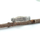 4mm Sterling Silver Tree bark  Wedding Ring - made to order