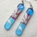 Earrings, Dichroic Glass, Floral, Blue & Red - E-706