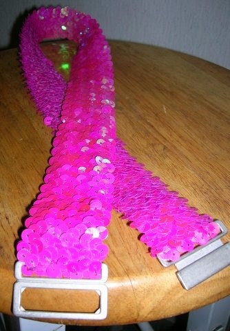 Dream On Teenage Queen - Vintage Pink Sequin Stretch Belt