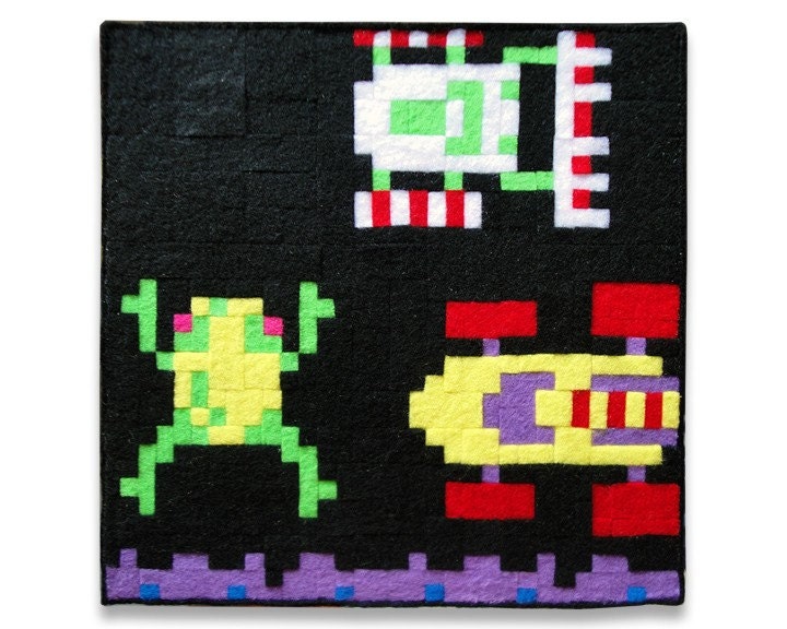 Frogger 8 x 8 Felt Collage