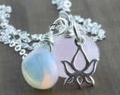 Love Lotus, Pink Chalcedony and Opalite Necklace