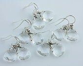 Bridesmaids Gifts, 5 Crystal Clear Swarovski Briolette Earrings on Sterling Silver, Bridal Discount