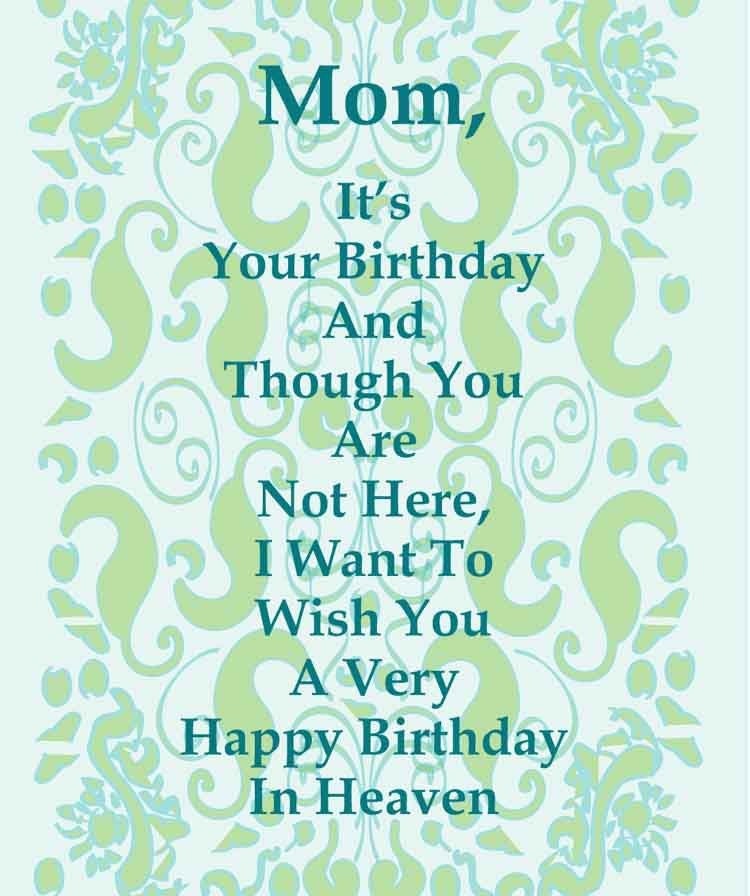 Items similar to Happy Birthday Card To a Deceased Mom (teal) on Etsy