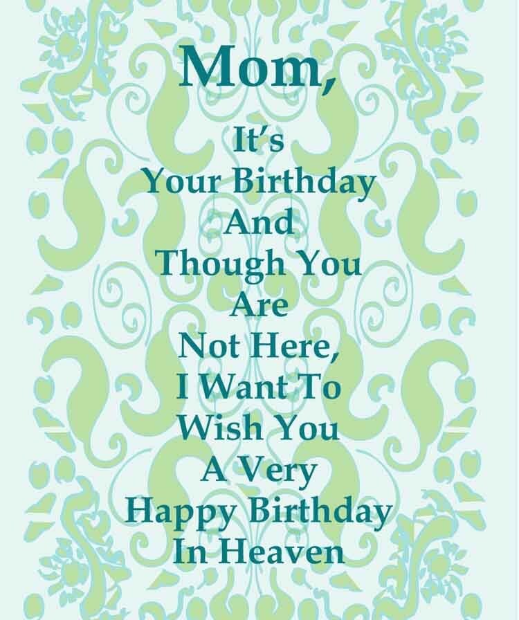 Items Similar To Happy Birthday Card To A Deceased Mom teal On Etsy