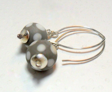 Itsy Bitsy Grey and White Polka Dot Earrings