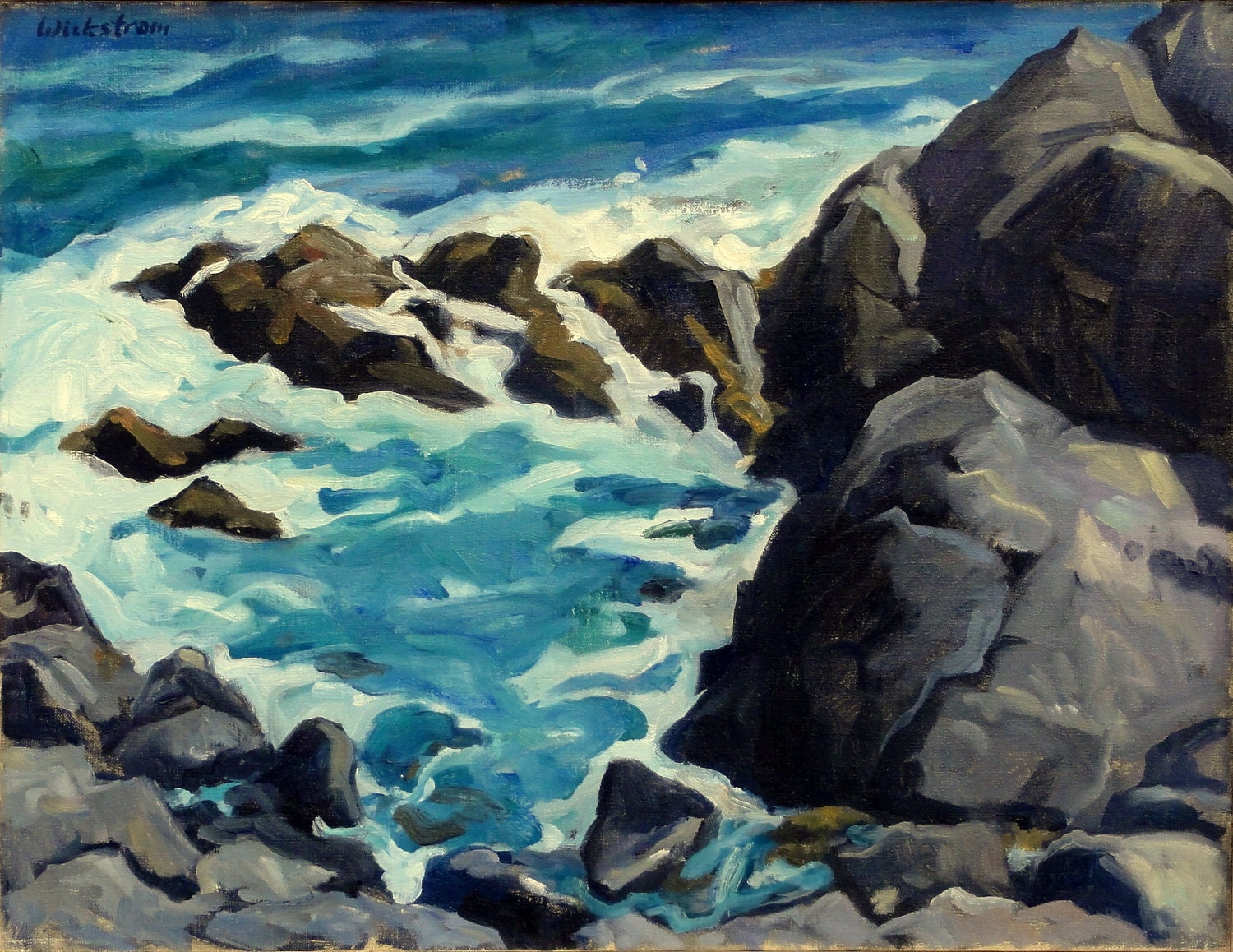 Oil Painting Landscape, Maine Surf. Large Original Oil on Canvas, Plein Air Realist Seascape Painting