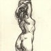 Stretch, Original 6x8 Charcoal Drawing in 9x12 Mat, Classic Female Nude