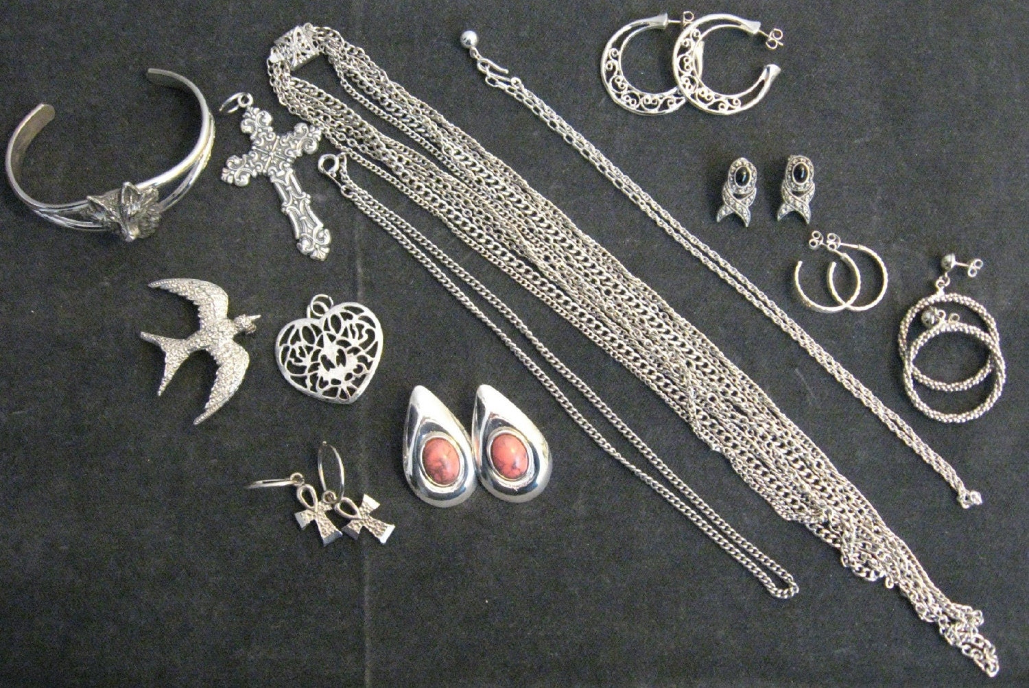 Lot of Silver Tone Jewelry