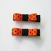 Orange and Black Polka Dot Hair Clippies Tuxedo Hair Bow Set