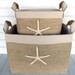 Set of Two Coastal Fabric Storage Baskets with Sea Stars for your Beach Bungalow