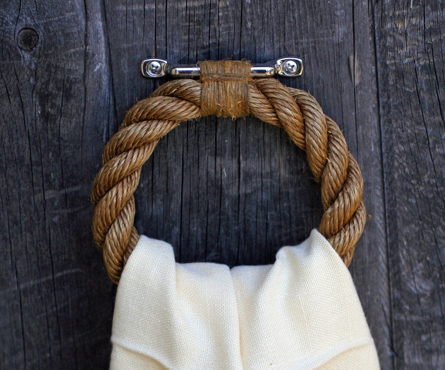 Manila, Hemp, and Steel Nautical Rope Grommet Towel Bar Ring