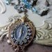 belle en bleu - vintage assemblage necklace with catholic medal, rhinestones and glass beads by the french circus