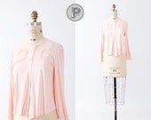 1930s 1940s bed jacket / 30s 40s pastel pink lace lingerie : Sophie