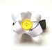 Ribbon Daisy Hair Clip in White Ribbon with Yellow Button Center