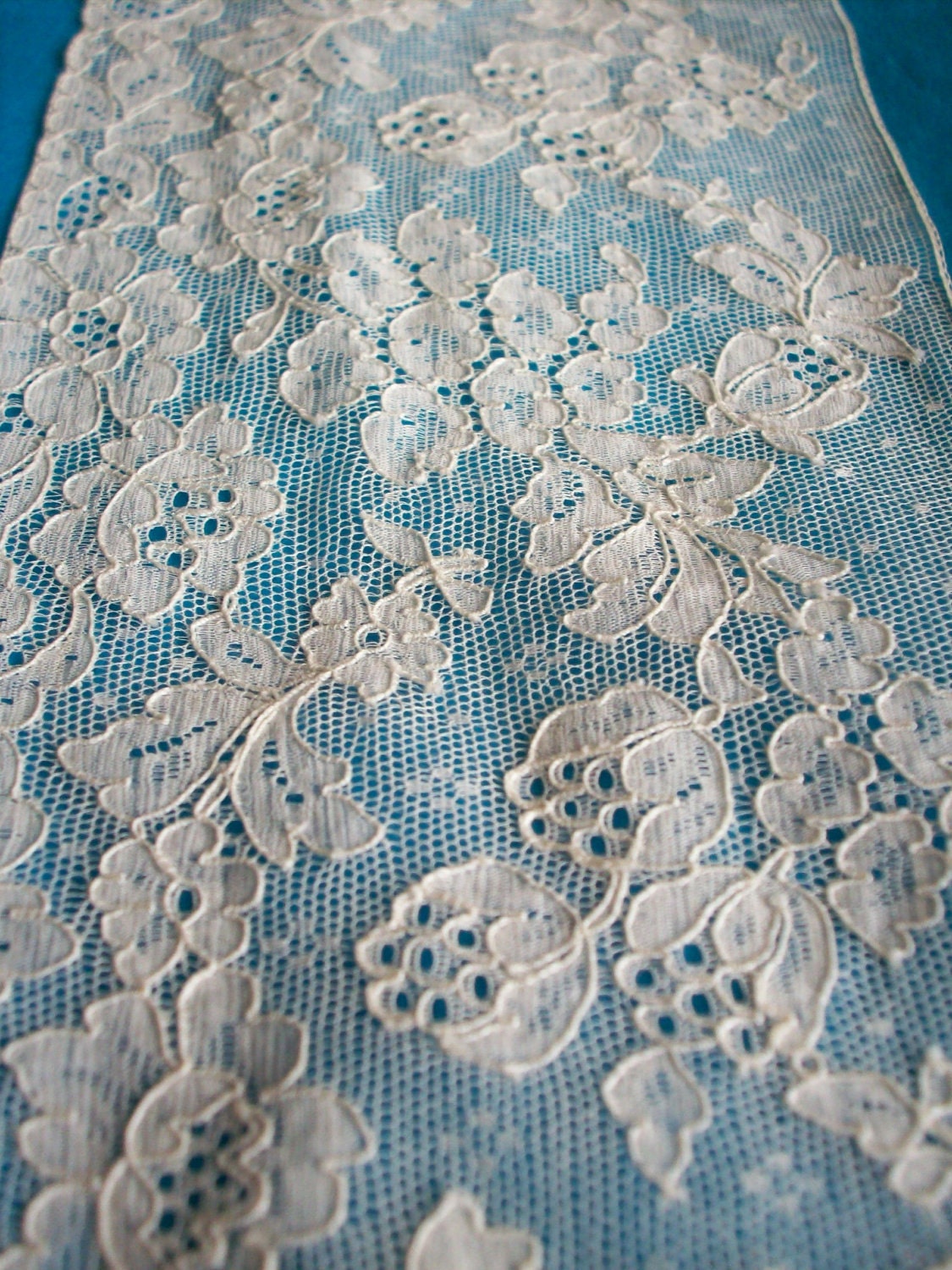 1 piece of an Antique french salesman's sample of lace in white ,more avail.