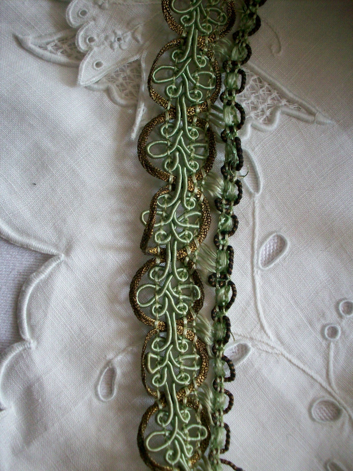 1 yd. of a  Rare antique metal trim with a fabulous patina, more avail.