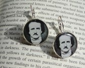 Macabre Edgar Allen Poe lever back Silver Earrings