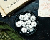 One-inch buttons - Set of 4 with vintage illustrations. Choose from 35 designs.