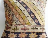 Sukan / Hand Woven - Turkish Sumak Kilim Pillow Cover - 16x16