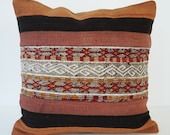 Sukan / Hand Woven - Turkish Patchwork Kilim Pillow Cover - 16x16