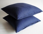 Sukan / 1 Piece Navy Blue Linen Pillow Cover - Euro Sham Decorative Throw Pillow Covers Linen Cushion Sofa Pillows 24 x 24 Pillows