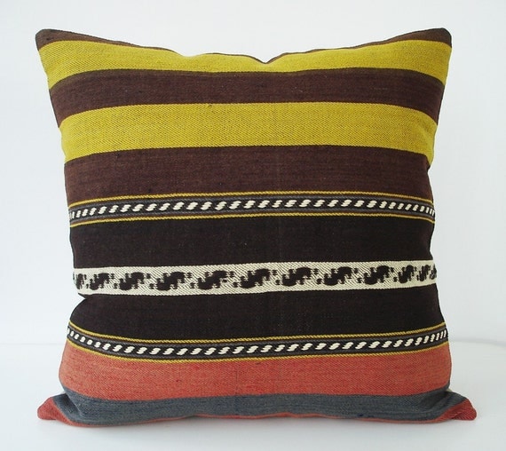 Sukan / 1 Piece Handwoven Vintage Turkish Kilim Pillow Cover Decorative Pillows Accent Pillow Throw Pillow 20x20 inch