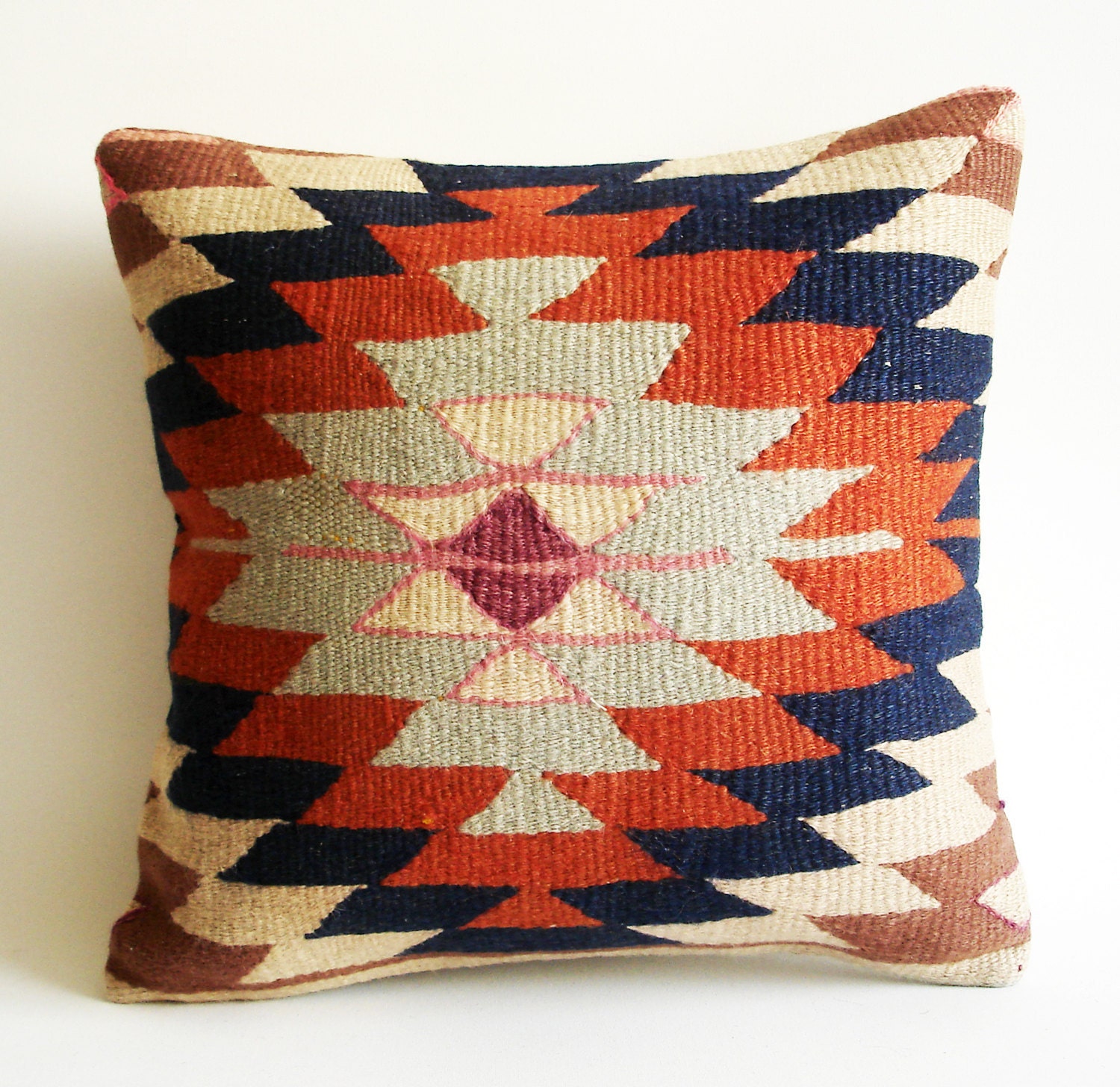 Sukan / Handwoven Vintage Turkish Kilim Pillow Cover by sukan
