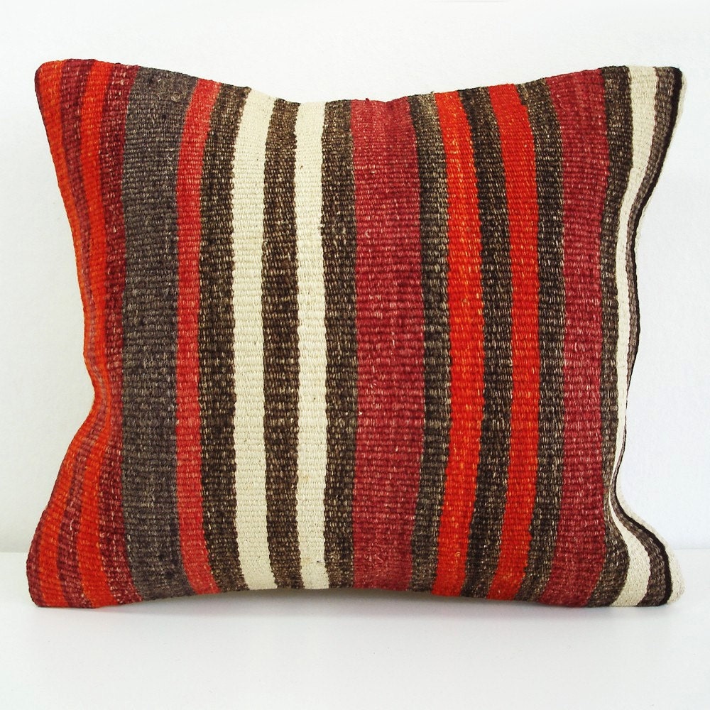 BIG SALE / Hand Woven - Turkish Kilim Pillow Cover - 16x16