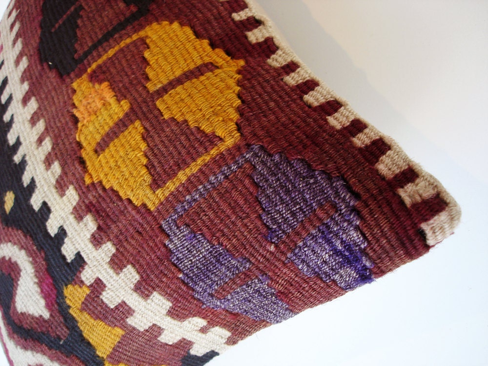 Sukan / Hand Woven - Turkish Anadolu Kilim Pillow Cover - 16x16 inch