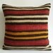 Sukan / Hand Woven - Turkish Striped Kilim Pillow Cover - 16x16