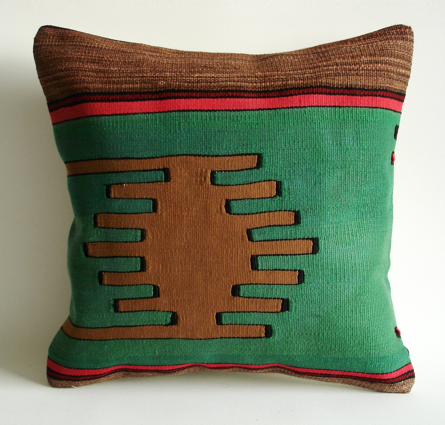 Sukan / Hand Woven - Turkish Kilim Pillow Cover - 16x16 inch