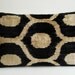 Sukan / SALE, Decorative Pillow,Throw Pillow Cover, Handmade Silk Velvet Ikat Pillow Cover, 15x24 inch, Beige, Black Color
