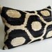 Sukan / SALE, Handmade Silk Velvet Ikat Pillow Cover, Decorative Pillow,Throw Pillow Cover,Lumbar Pillow, Beige, Black Color