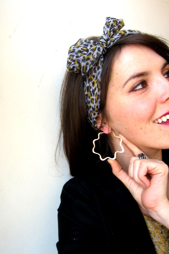 SALE Wavy Hammered Gold Hoops