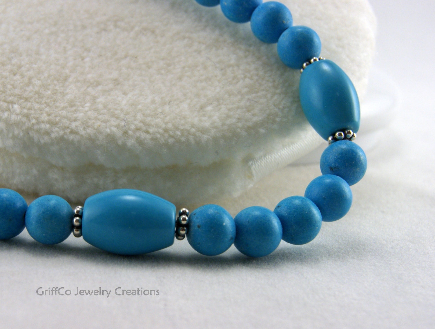 Turquoise Howlite and Sterling Bracelet