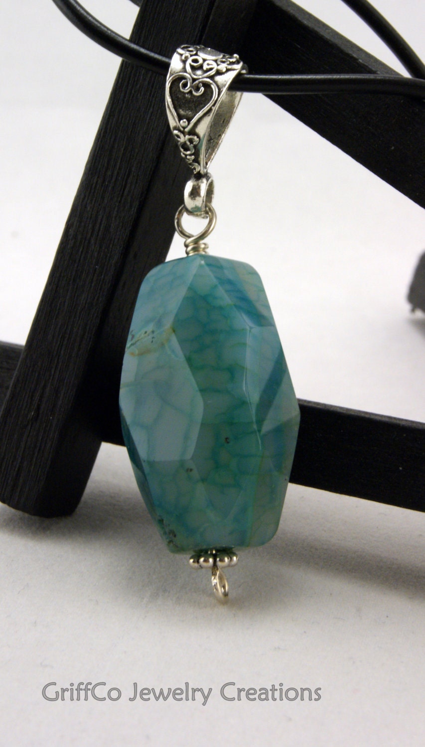 Aqua Chunky Agate Pendant
